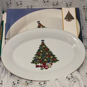 Vtg Christmas Tree Serving Platter - 14" Jian Shiang Seagull Fine China Holiday